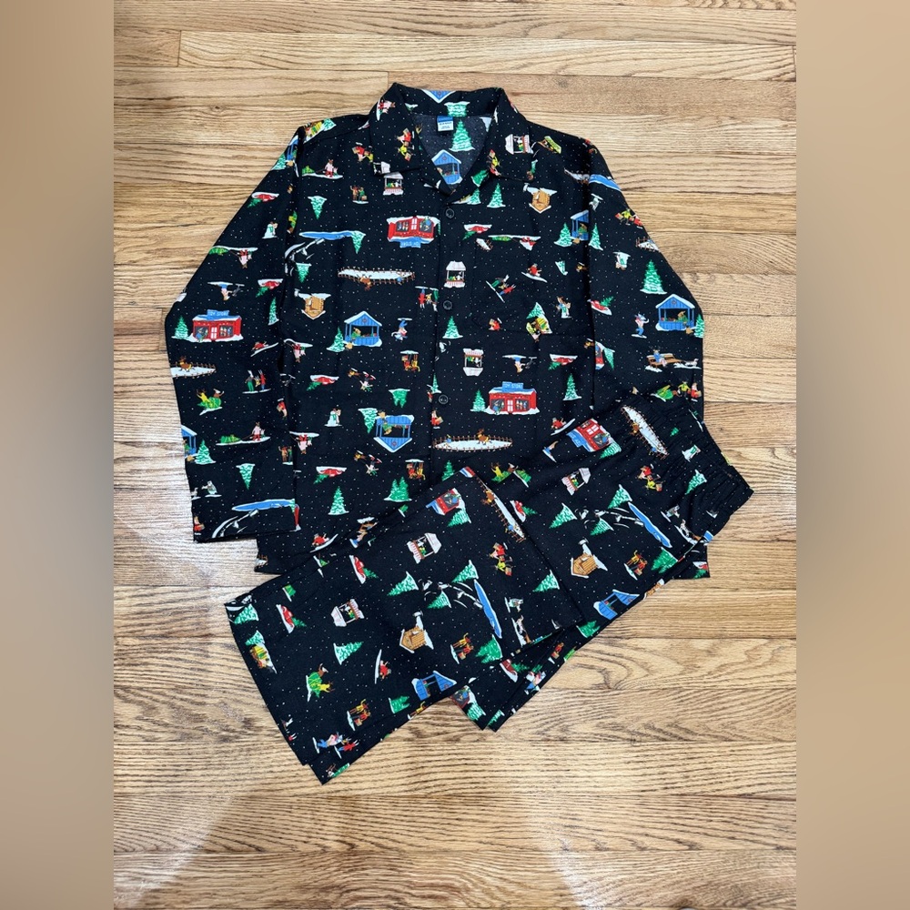 Old Navy Kids Pajama Set - Black with Festive Print